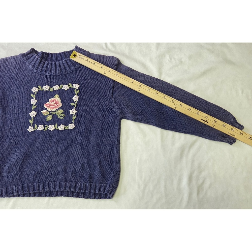 Talbots Kids Vtg Girls Size 8 Navy Floral Sweater Darling Sweet Dainty School - Picture 5 of 7